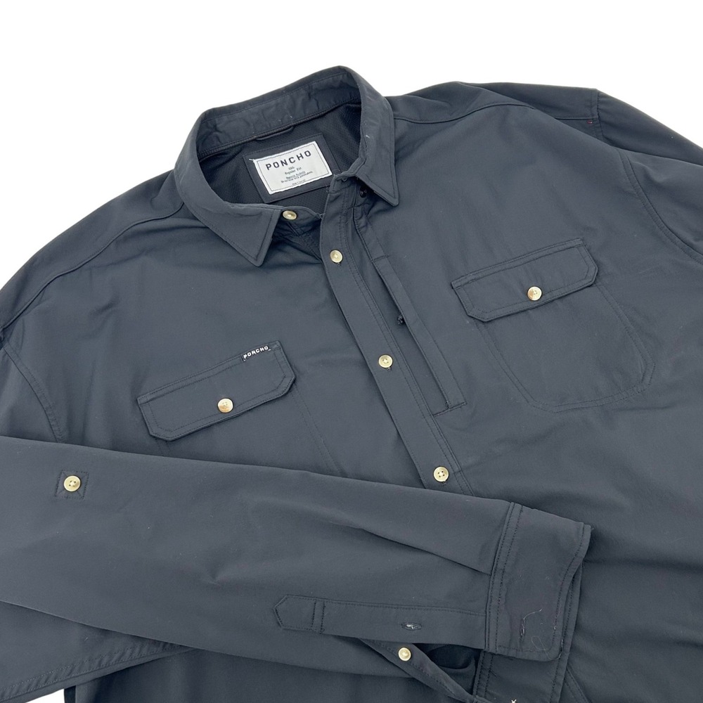 Poncho Outdoors Mens 3XL Regular Fit Magnetic Pocket Performance Shirt Black LS